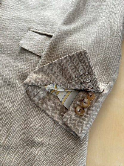 Giacca sartoriale herringbone lana e cashmere beige - tg. 54/56