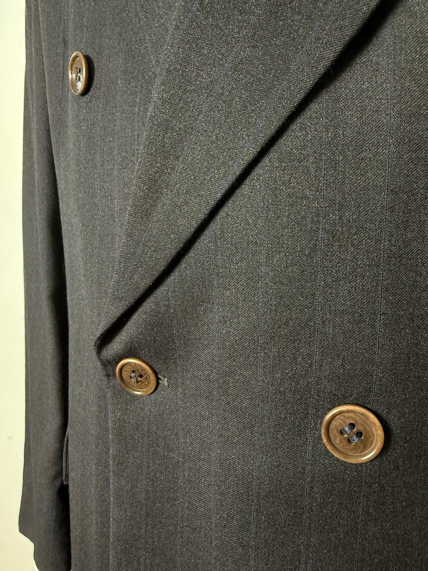 Giacca Coveri anni ‘80 doppiopetto antracite gessata - tg. 54