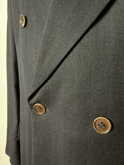 Giacca Coveri anni ‘80 doppiopetto antracite gessata - tg. 54