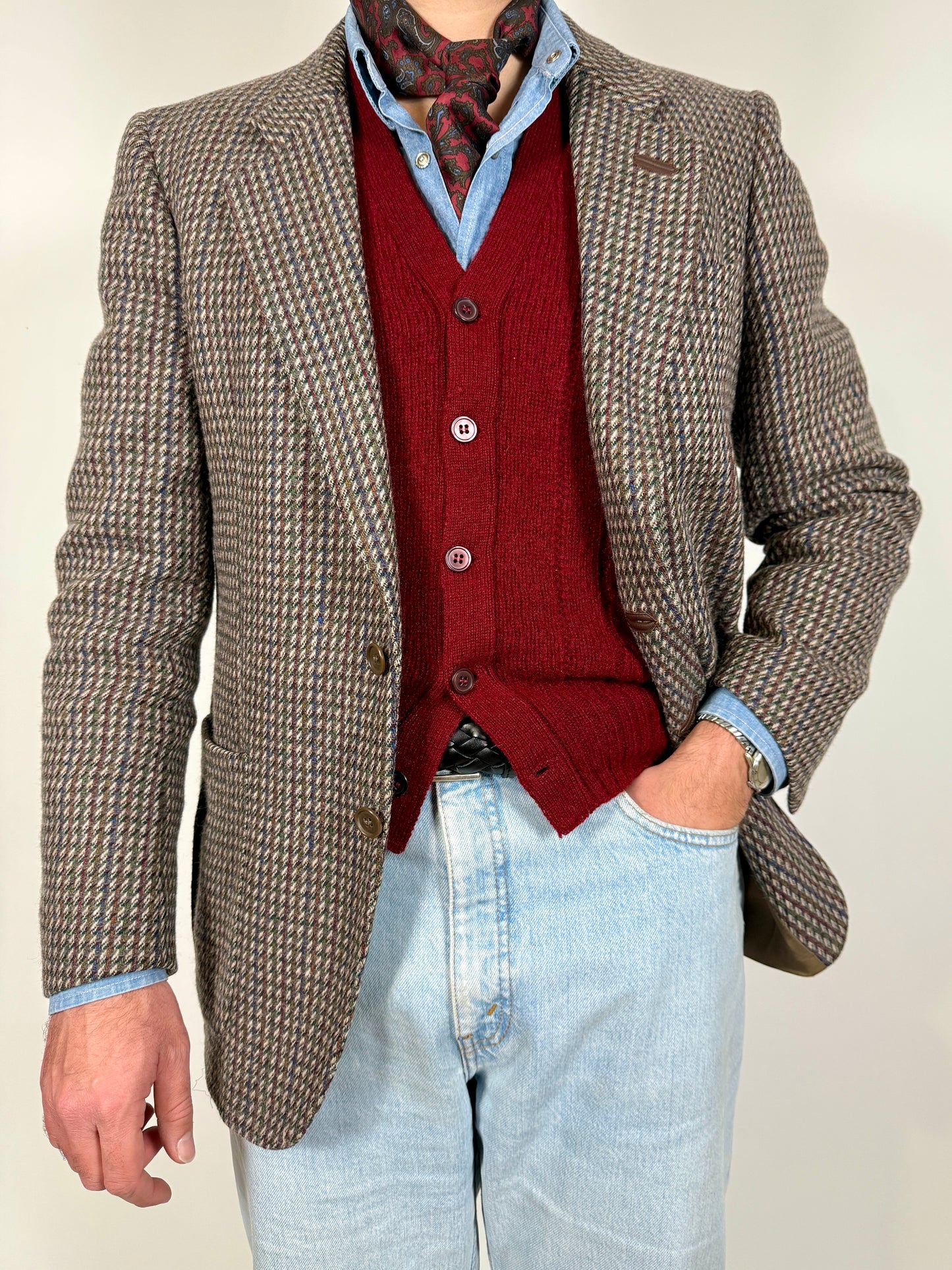 Giacca anni ‘70 in tweed multicolore - tg. 48/50