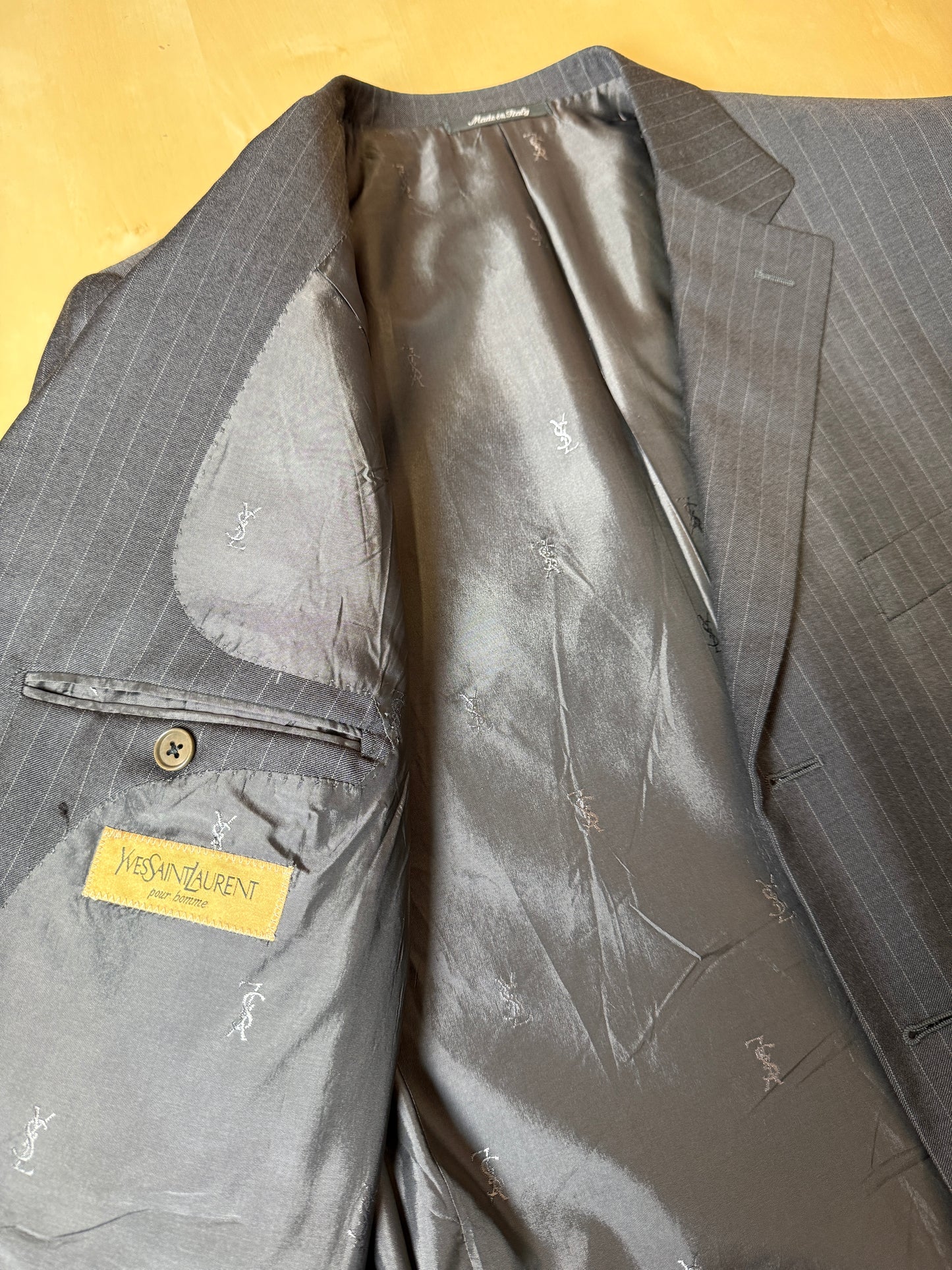 Completo Yves Saint Laurent anni ‘90 grigio gessato - tg. 54/56