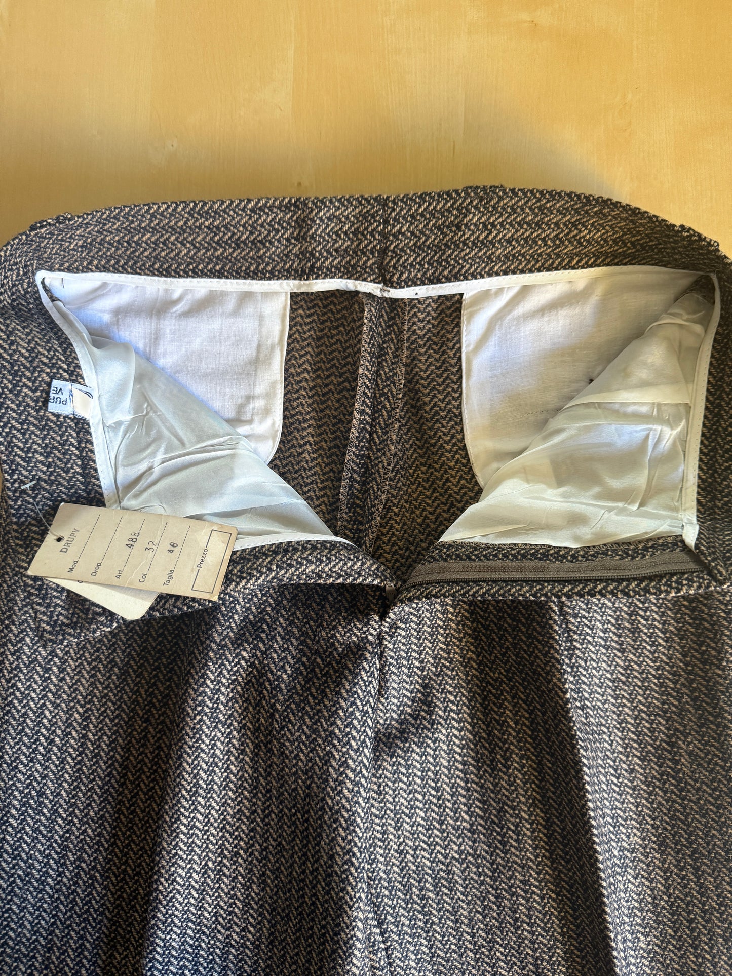 Pantaloni anni ‘70 in tweed spigato pesante (NOS) - tg. 44