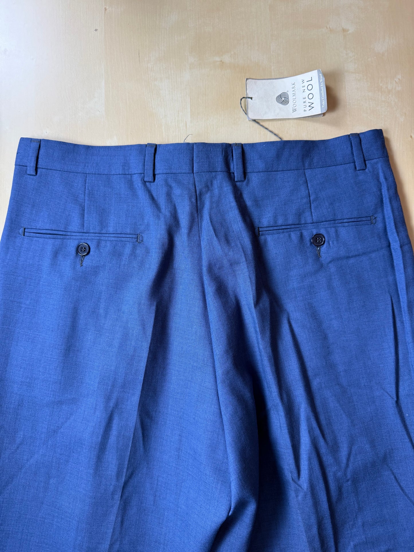 Pantaloni fresco lana blu cobalto anni '90 (NOS) - tg. 50