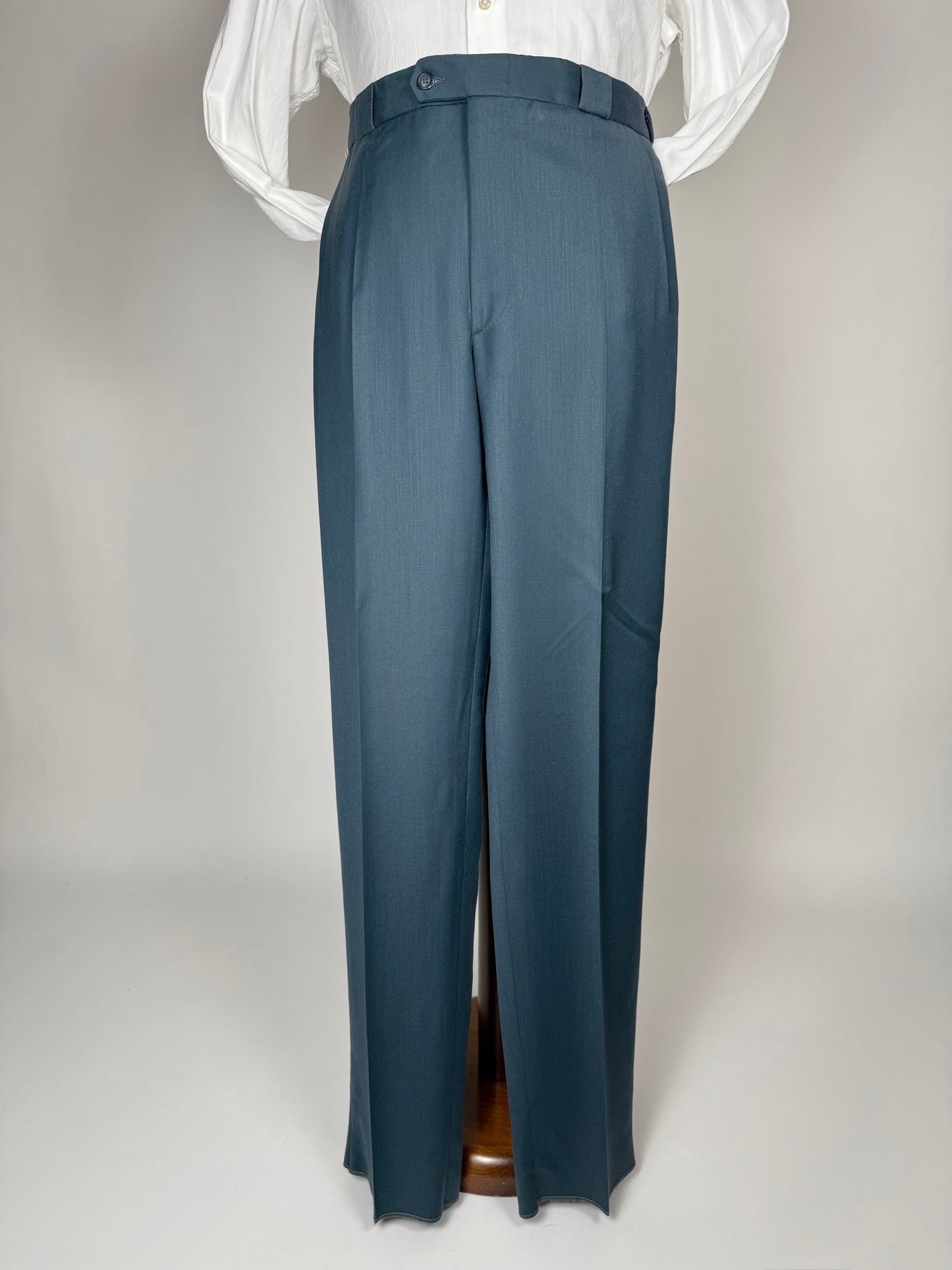 Pantaloni anni '80 lana pettinata verde petrolio (NOS) - tg. 50