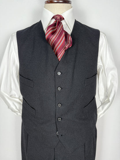 Completo 3 pezzi sartoriale anni ‘60/‘70 in flanella antracite - tg. 50