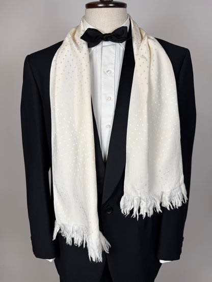 Sciarpa in seta da smoking vintage a pois jacquard