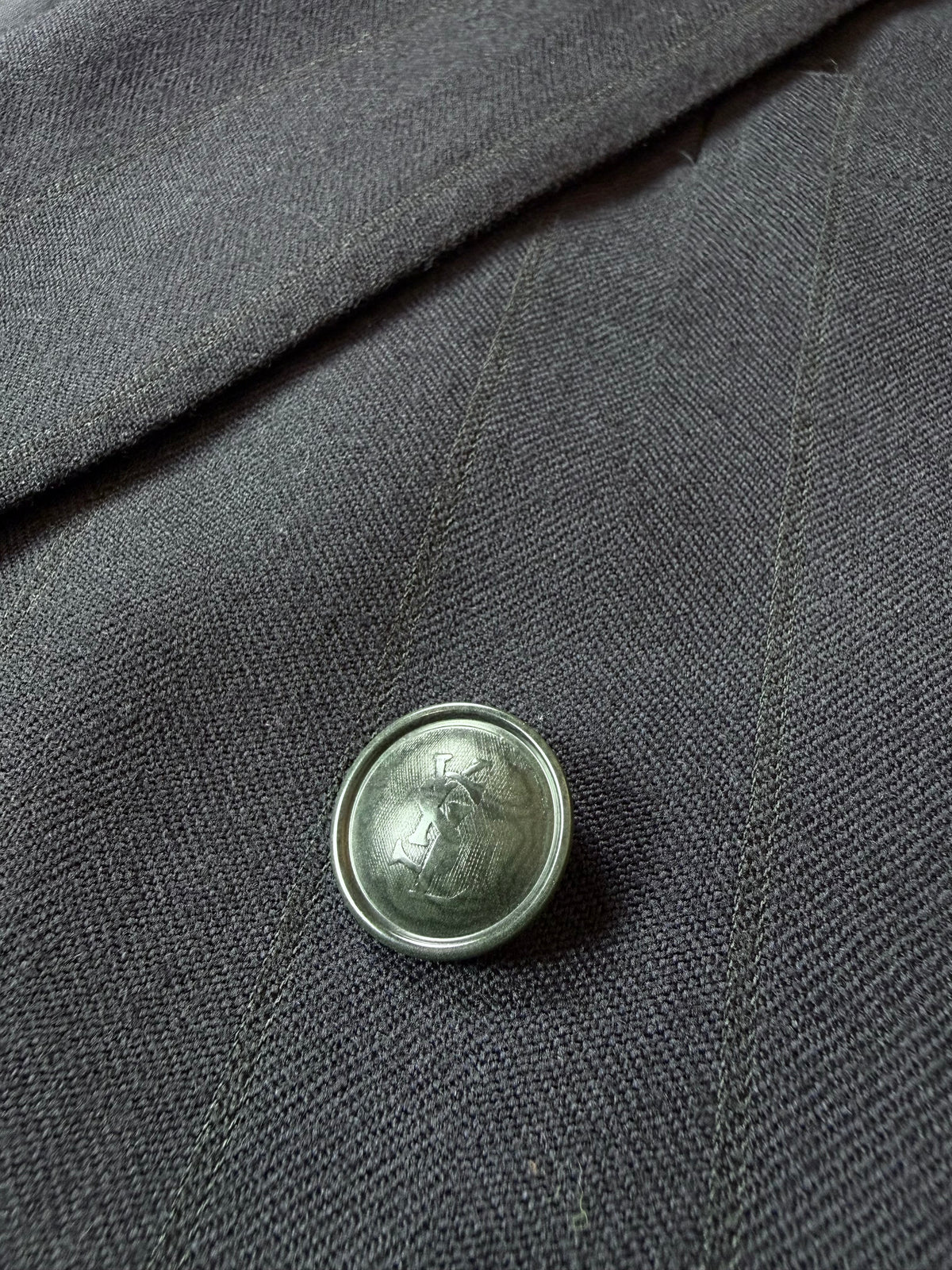Completo doppiopetto Yves Saint Laurent anni '80 flanella blu - tg. 54/56