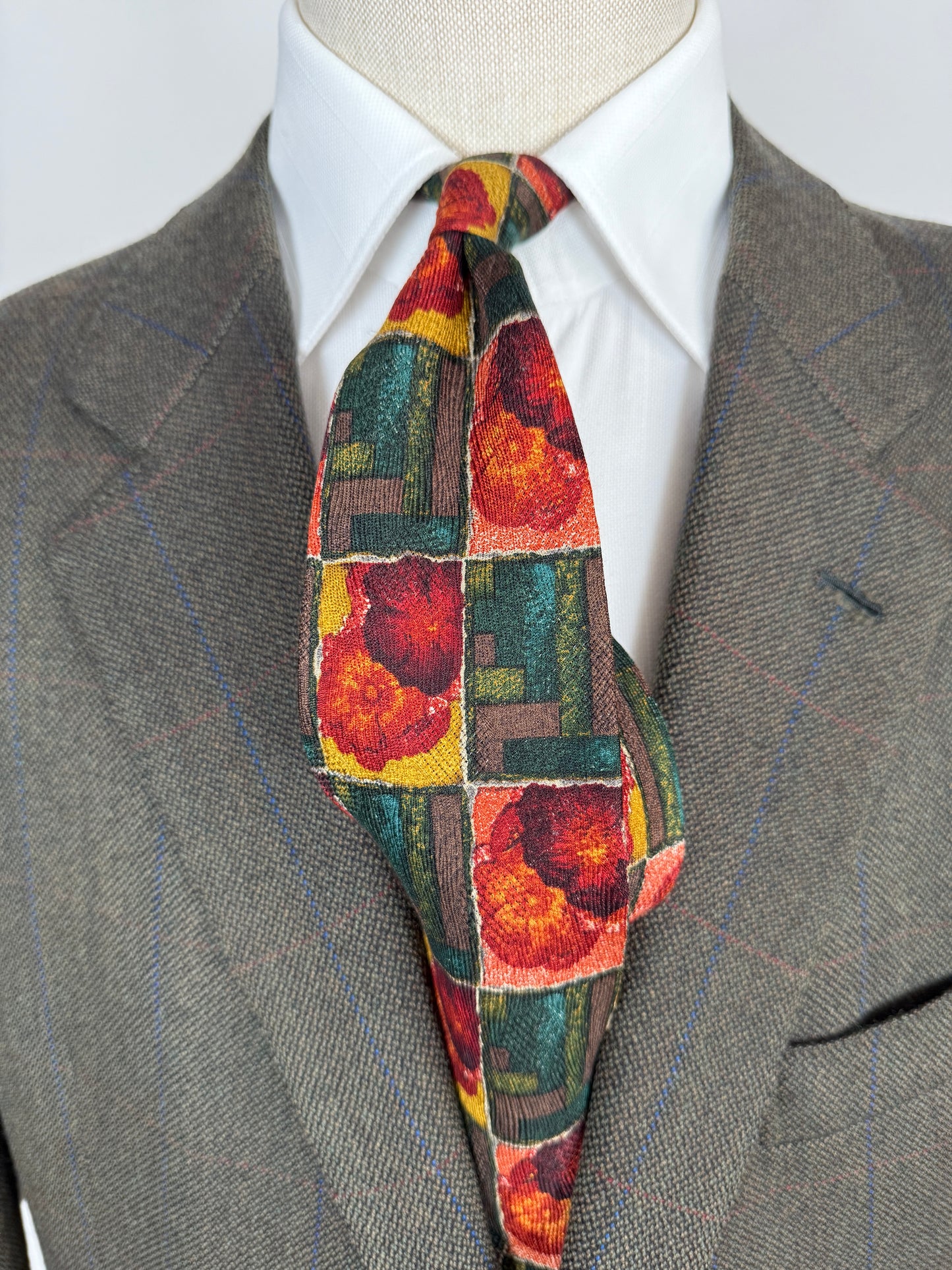 Cravatta Ermenegildo Zegna jacquard geometrico e floreale