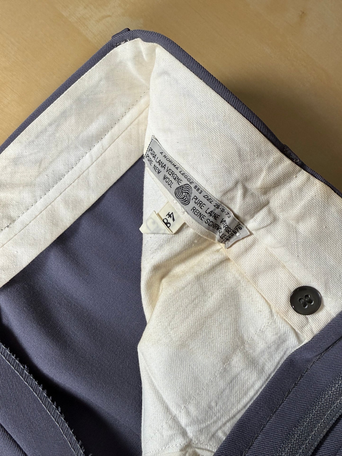 Pantaloni anni ‘70 twill di lana carta da zucchero (NOS) - tg. 46