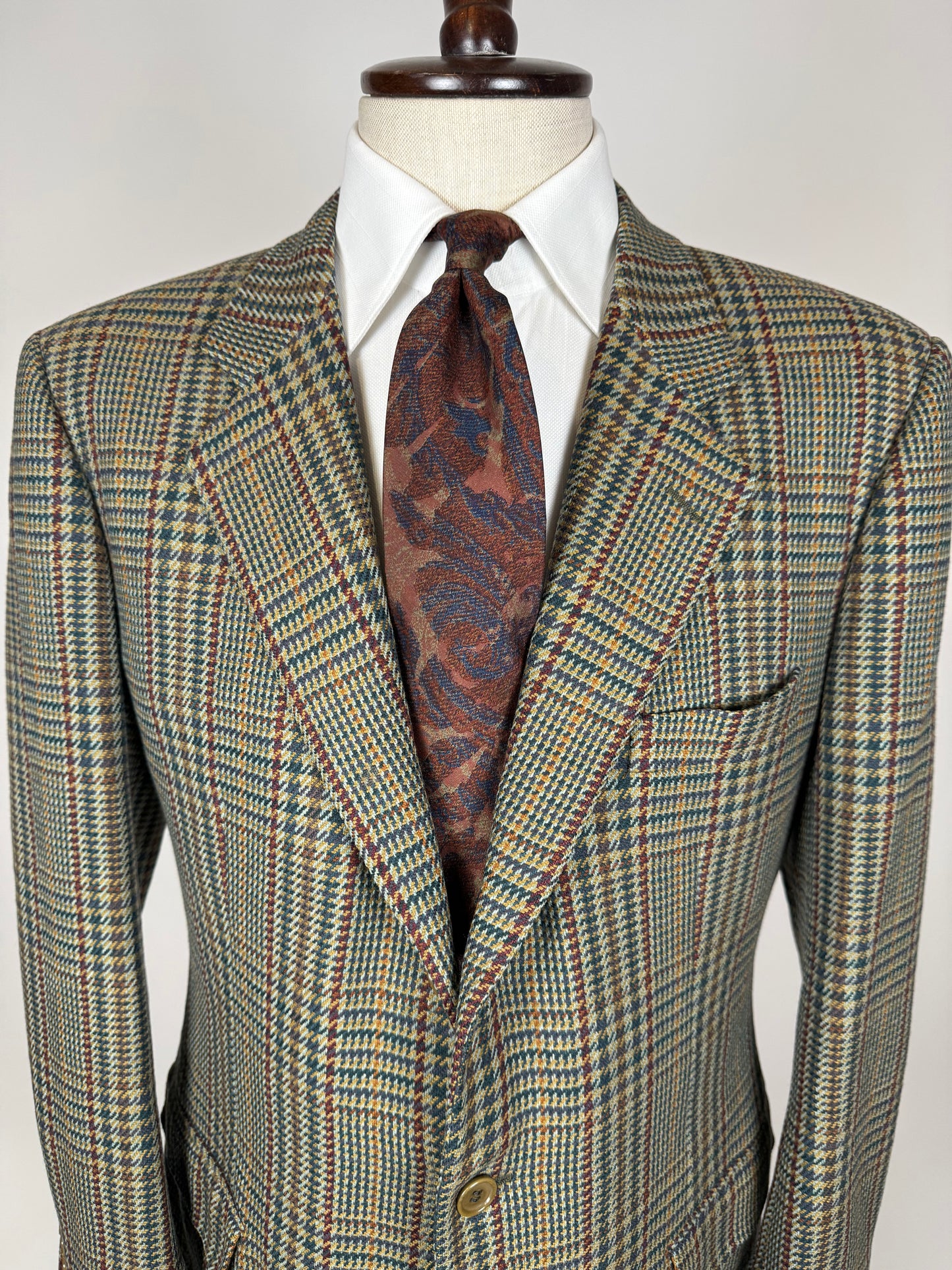 Giacca Burberrys anni ‘90 principe di Galles verde lana e cashmere - tg. 50 corta