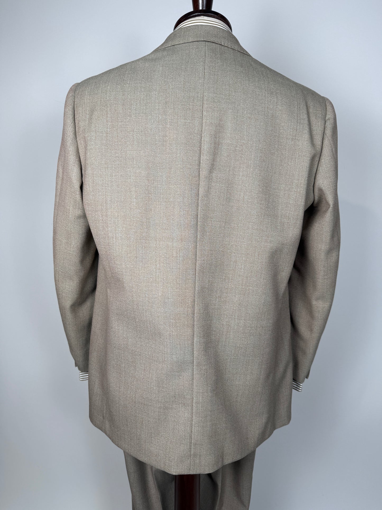 Completo 3 pezzi anni ‘70 hopsack beige - tg. 50/52 drop basso