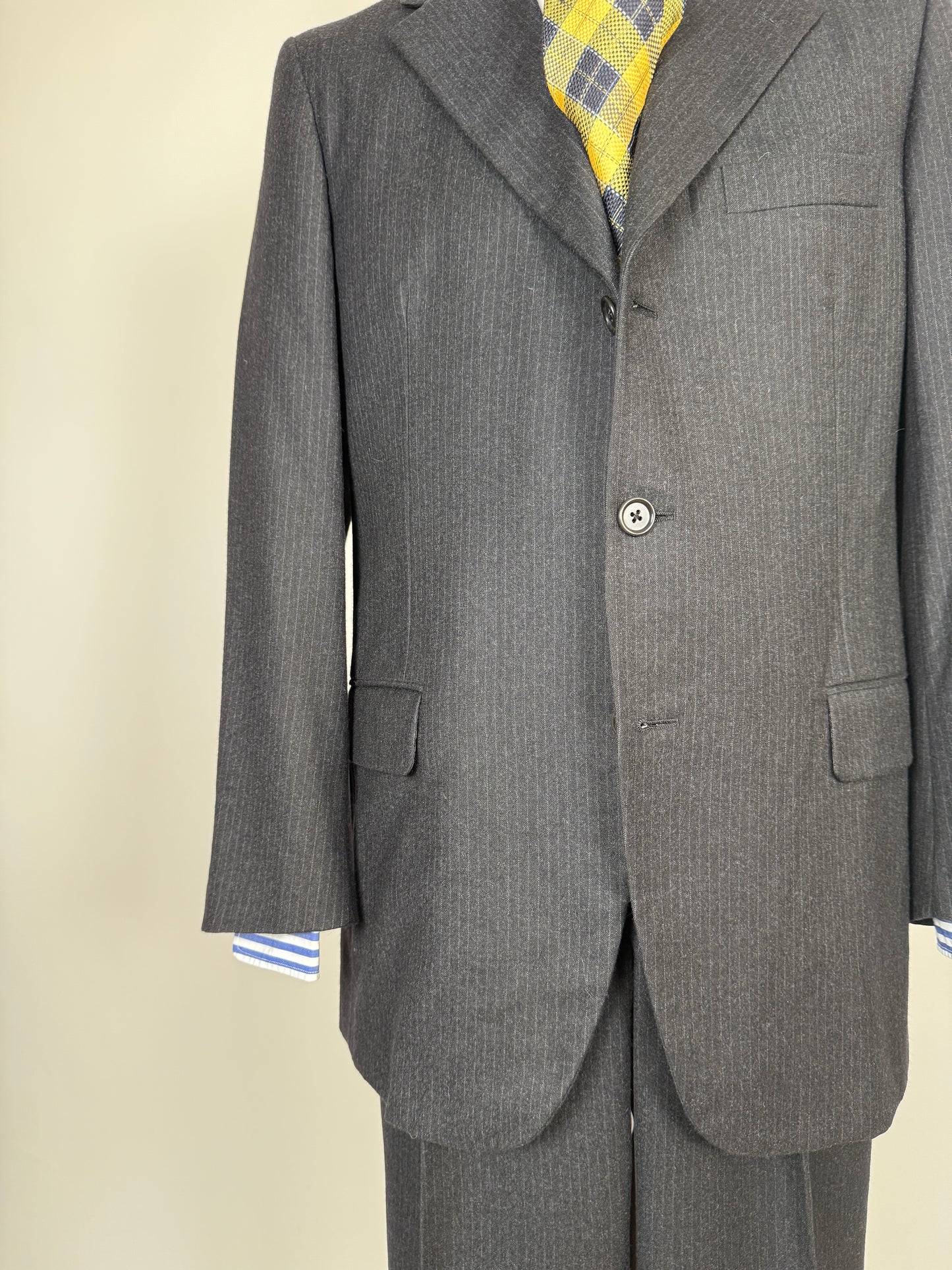 Completo Burberry flanella grigio antracite gessato - tg. 50