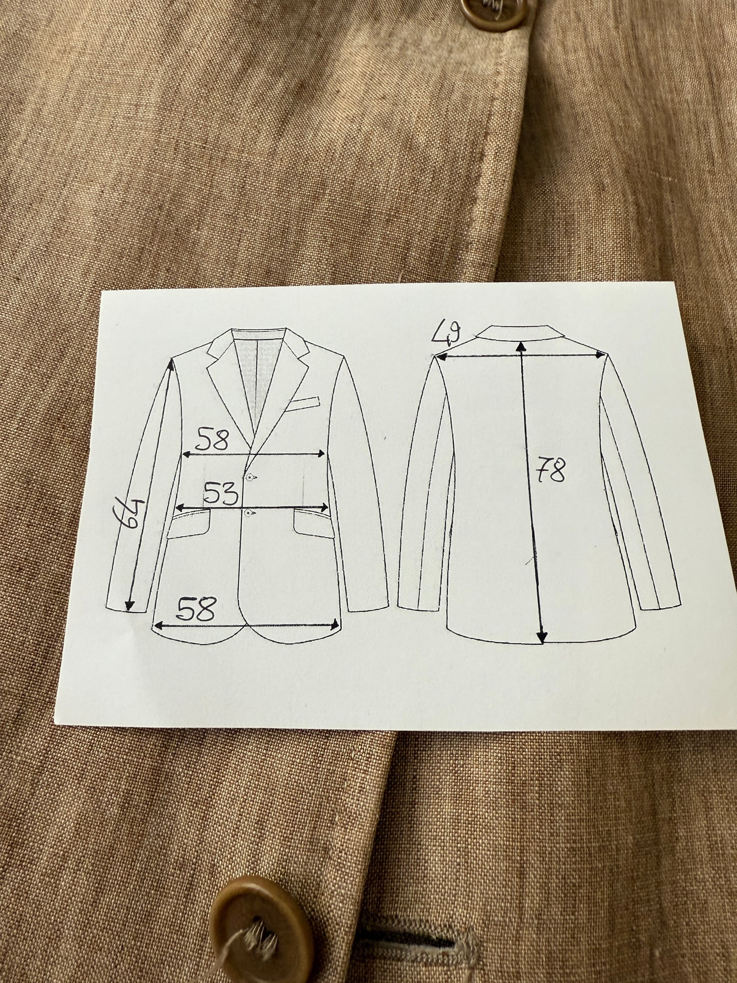 Giacca in puro lino color corda - tg. 52