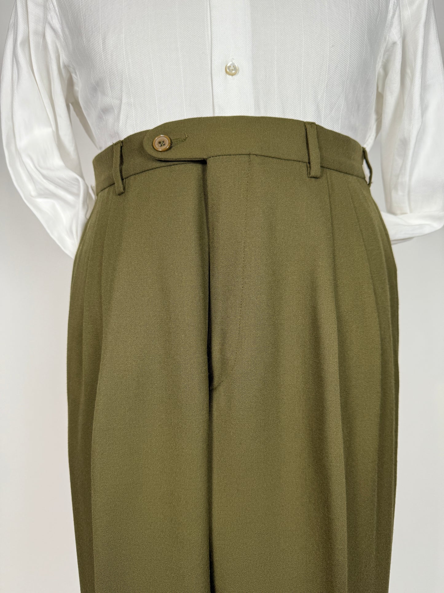 Pantaloni anni ‘80 flanella verde oliva (NOS) - tg. 48