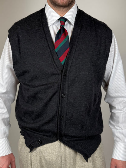 Gilet cardigan antracite in pura lana merino - XL (54-56)