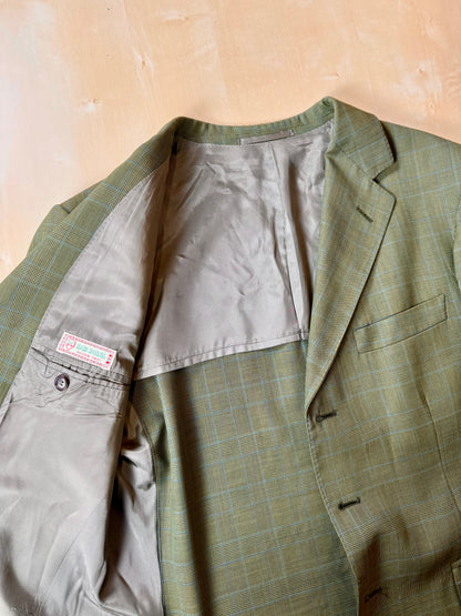 Giacca De Paz fresco lana verde glen check - tg. 52