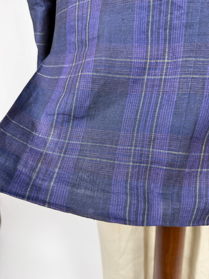 Giacca in lino tartan viola anni '80 - tg. 52