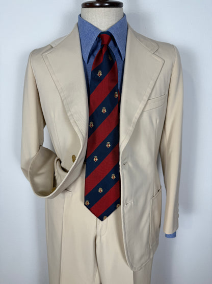 Completo sartoriale anni '70 a zampa in twill color panna - tg. 44/46