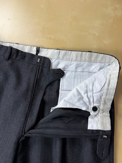 Completo Brioni doppiopetto anni '80 flanella antracite gessato - tg. 56