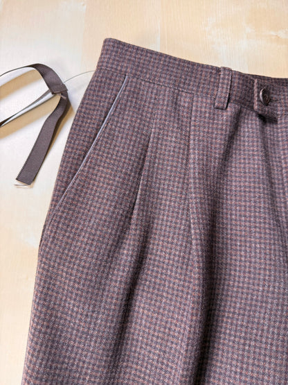 Pantaloni anni ‘70/‘80 flanella quadretti marrone ruggine (NOS) - tg. 44