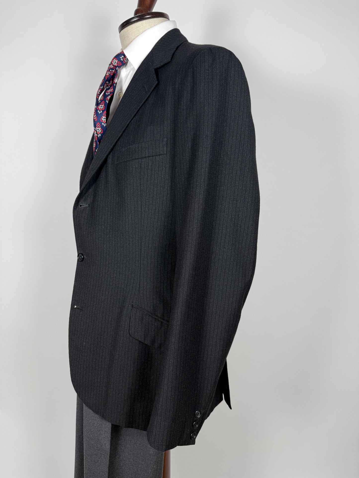 Giacca anni '50/'60 flanella antracite gessato - tg. 50/52