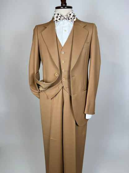 Completo 3 pezzi anni ‘70 twill pettinato beige - tg. 44