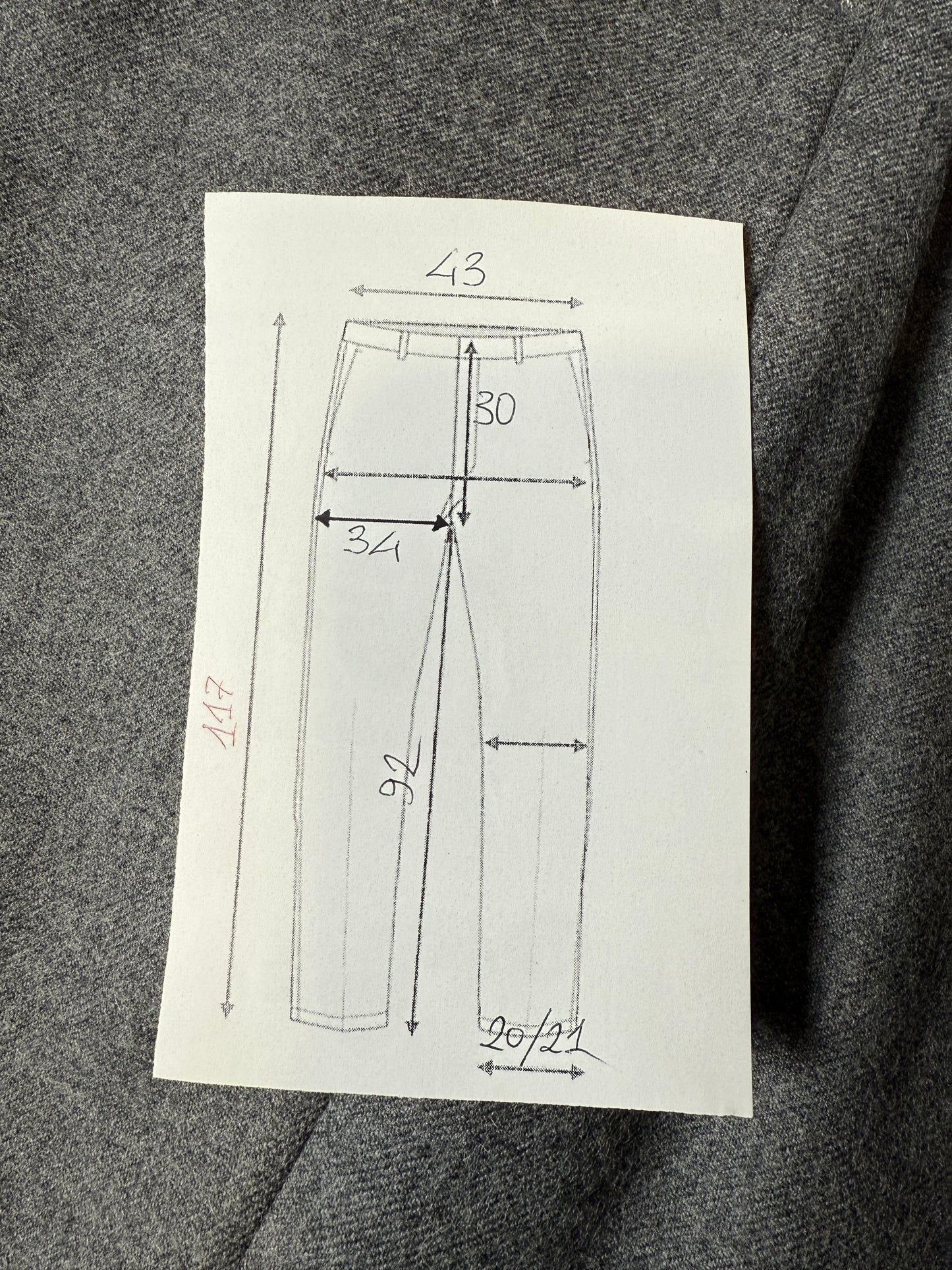 Pantaloni anni ‘90 flanella grigia con tasche alla carrettiera (NOS) - tg. 48