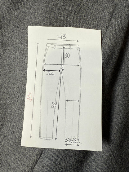 Pantaloni anni ‘90 flanella grigia con tasche alla carrettiera (NOS) - tg. 48