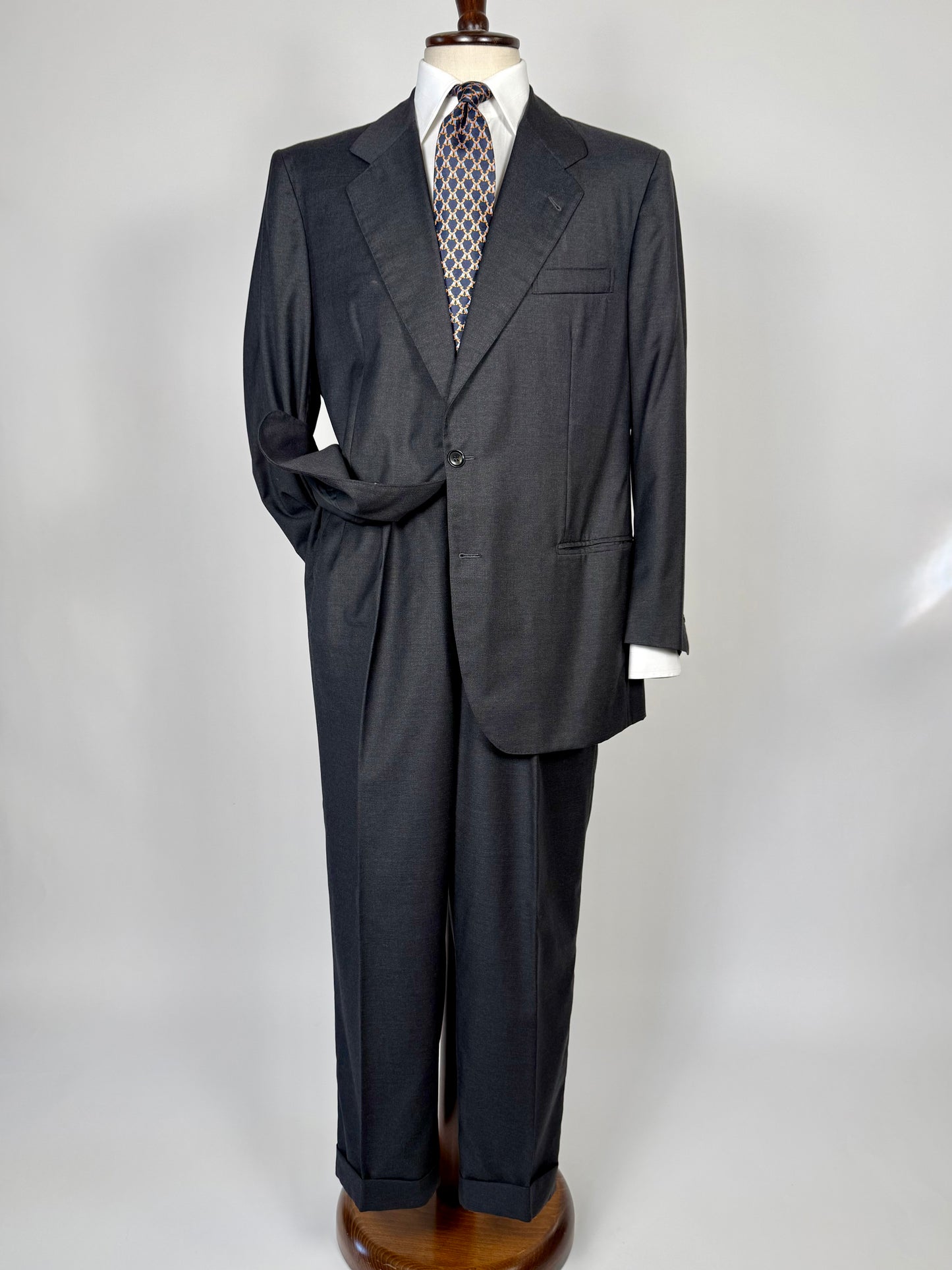 Completo sartoriale flanella pettinata grigio antracite - tg. 52/54, drop basso