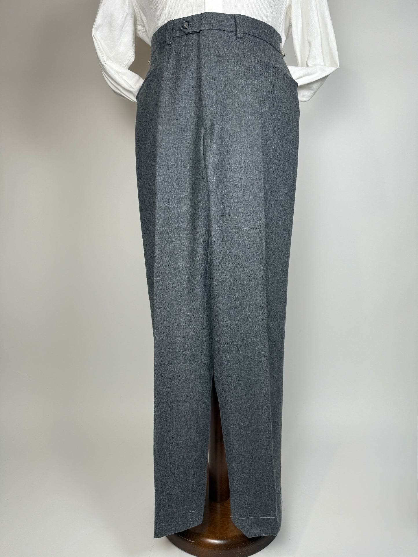 Pantaloni anni ‘90 flanella grigia con tasche alla carrettiera (NOS) - tg. 48