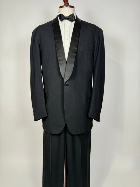 Smoking anni ‘50/‘60 monopetto revers a scialle - tg. 56/58 lunga