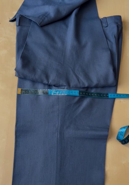 Pantalone anni ‘70 in lino e viscosa blu cobalto - tg. 50