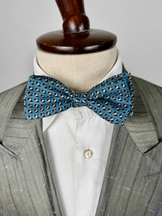 Papillon vintage azzurro micro fantasia