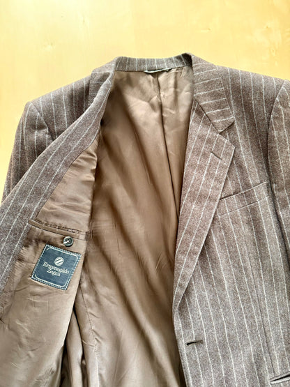 Giacca Ermenegildo Zegna anni ‘80 flanella marrone gessato - tg. 50