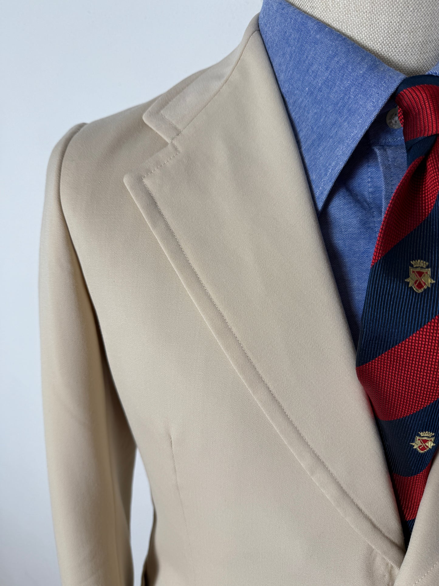 Completo sartoriale anni '70 a zampa in twill color panna - tg. 44/46