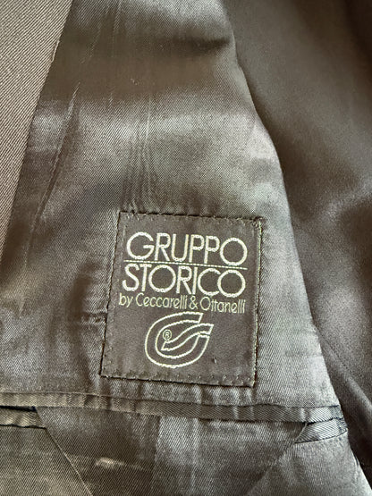 Completo doppiopetto anni ‘80 flanella verde petrolio - tg. 50/52 drop alto