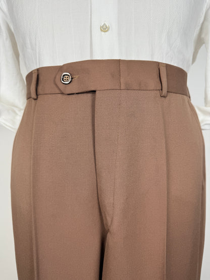 Pantaloni anni ‘70 in twill pettinato color cacao (NOS) - tg. 52