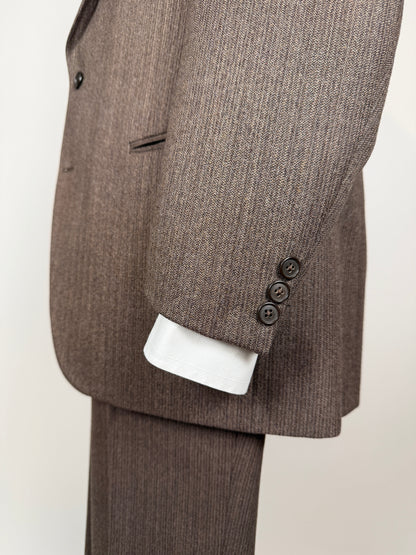 Completo 3 pezzi anni ‘70 marrone mélange - tg. 50/52 drop basso