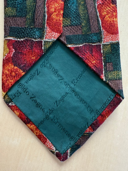 Cravatta Ermenegildo Zegna jacquard geometrico e floreale