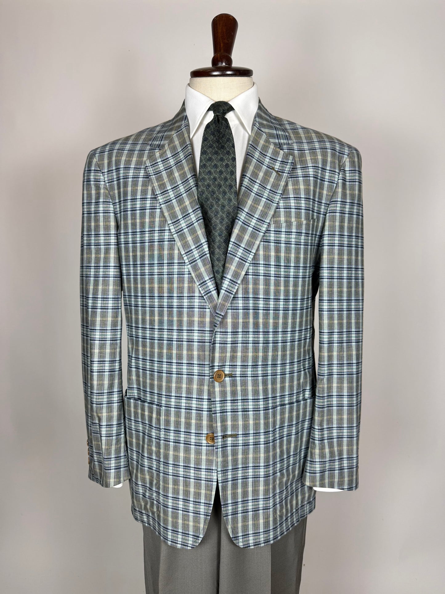Giacca estiva Corneliani anni '80 in cotone a quadri - tg. 50
