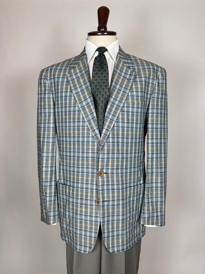 Giacca estiva Corneliani anni '80 in cotone a quadri - tg. 50