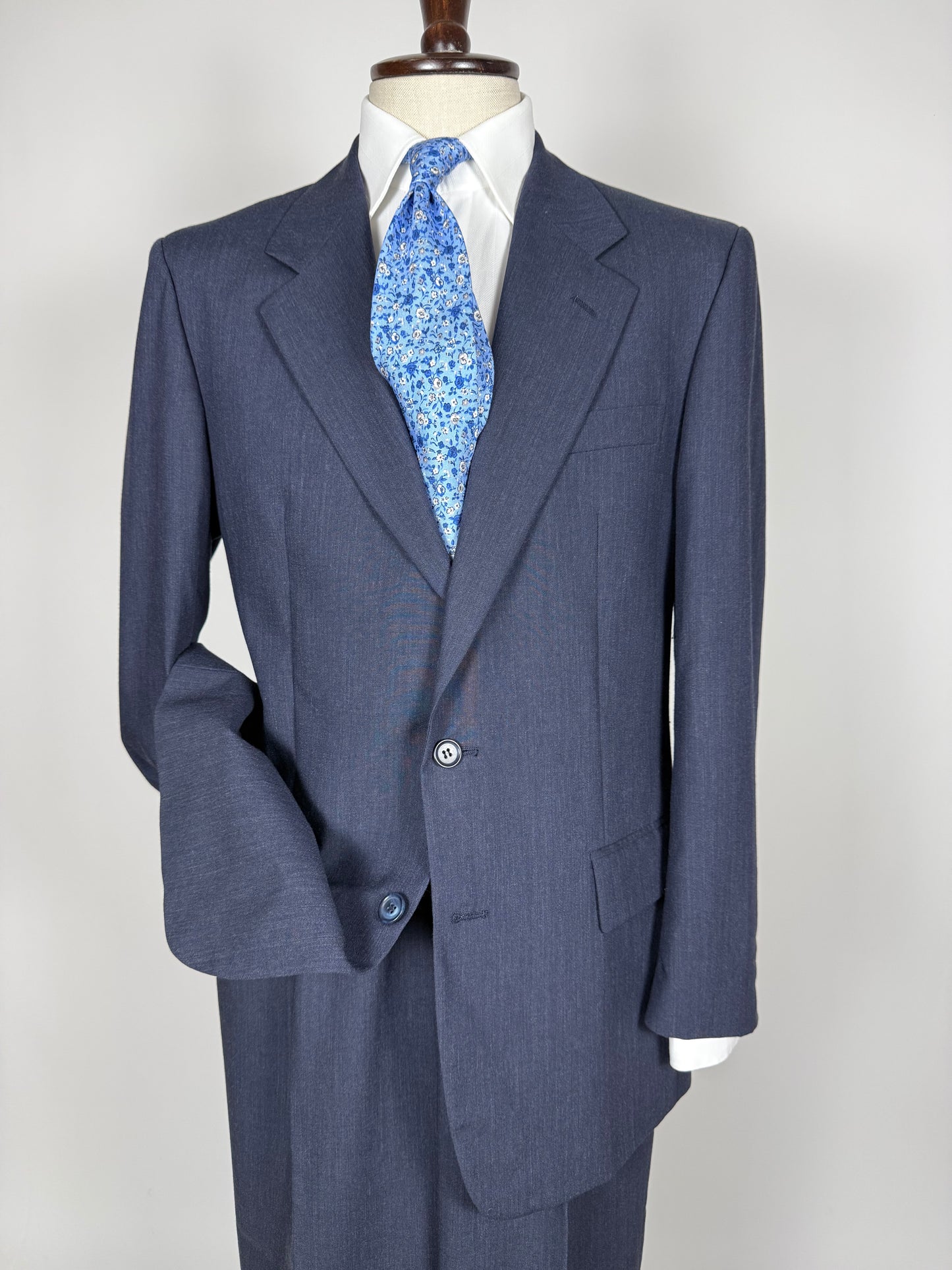 Completo anni '80 fresco lana blu - tg. 50/52