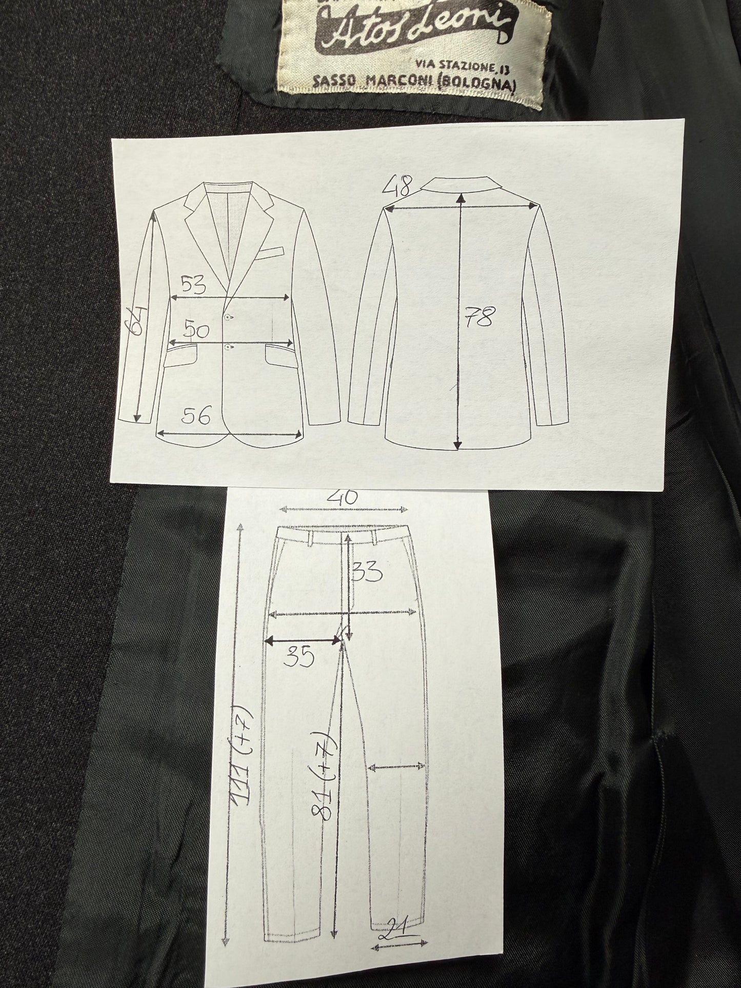 Completo anni ‘50/‘60 flanella antracite - tg. 46