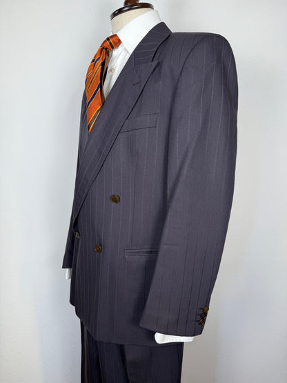 Completo doppiopetto gessato anni ‘80 marrone cacao - tg. 52