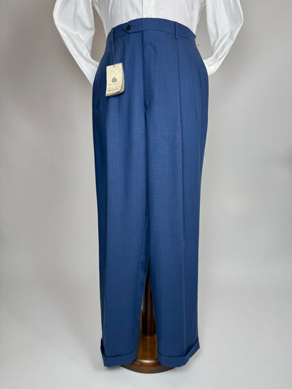 Pantaloni fresco lana blu cobalto anni '90 (NOS) - tg. 50