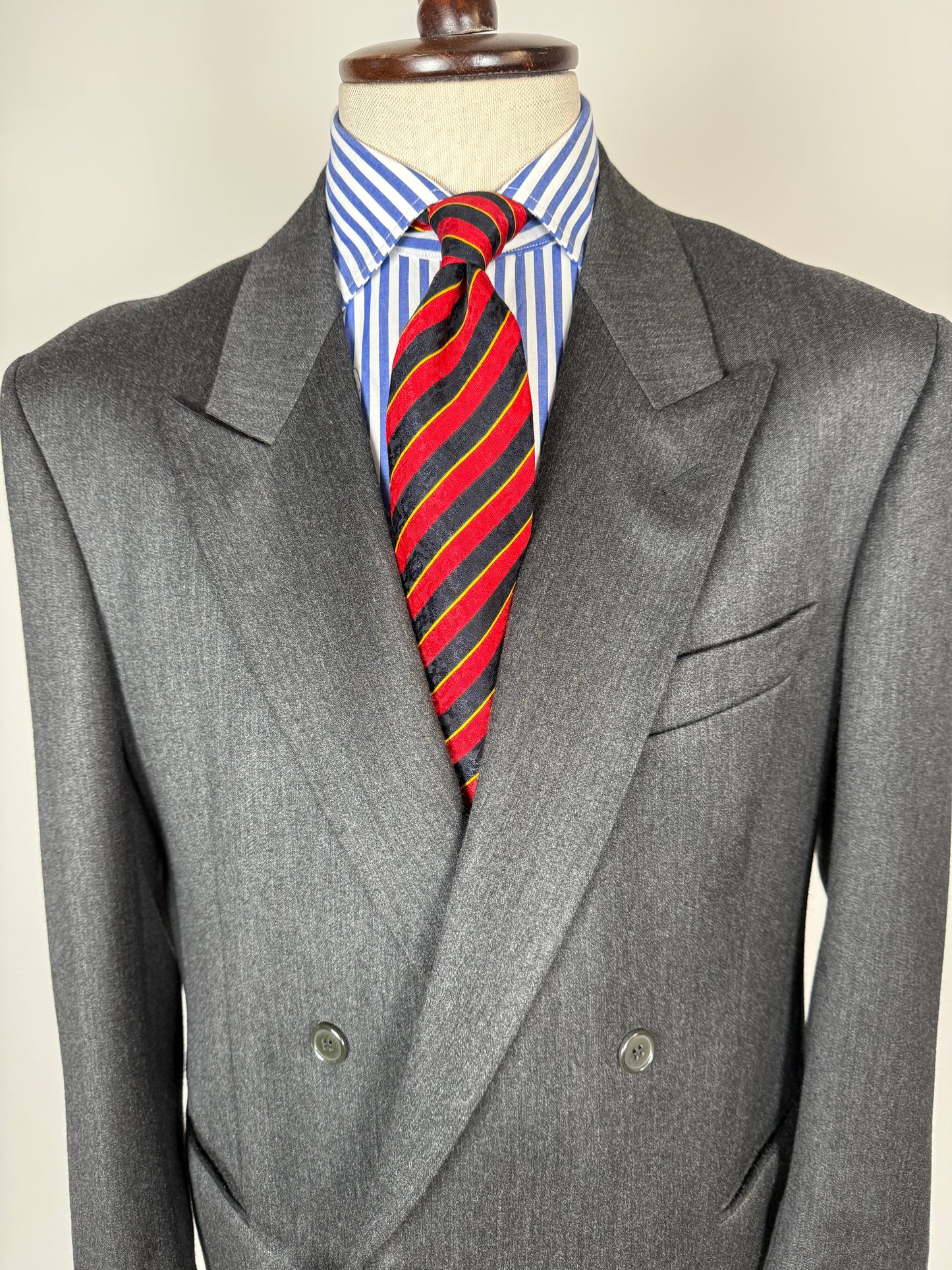 Completo doppiopetto anni ‘80 flanella antracite - tg. 52