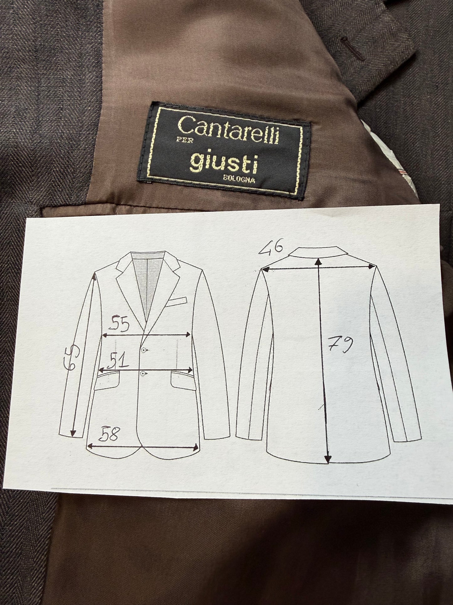 Giacca Cantarelli puro lino marrone herringbone - tg. 50