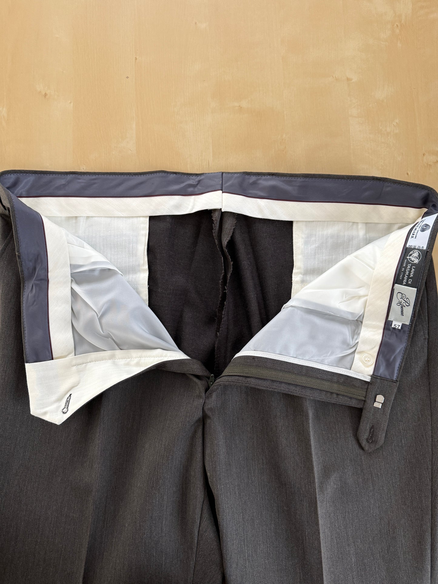 Pantaloni anni ‘90 lana pettinata cachi (NOS) - tg. 60/62