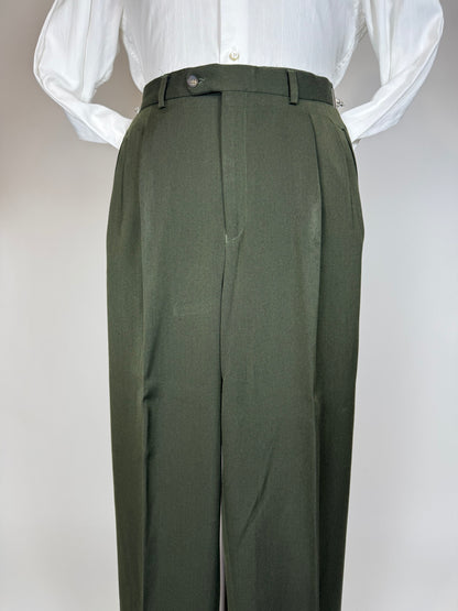 Completo anni '80 misto lana verde - tg. 48 drop alto