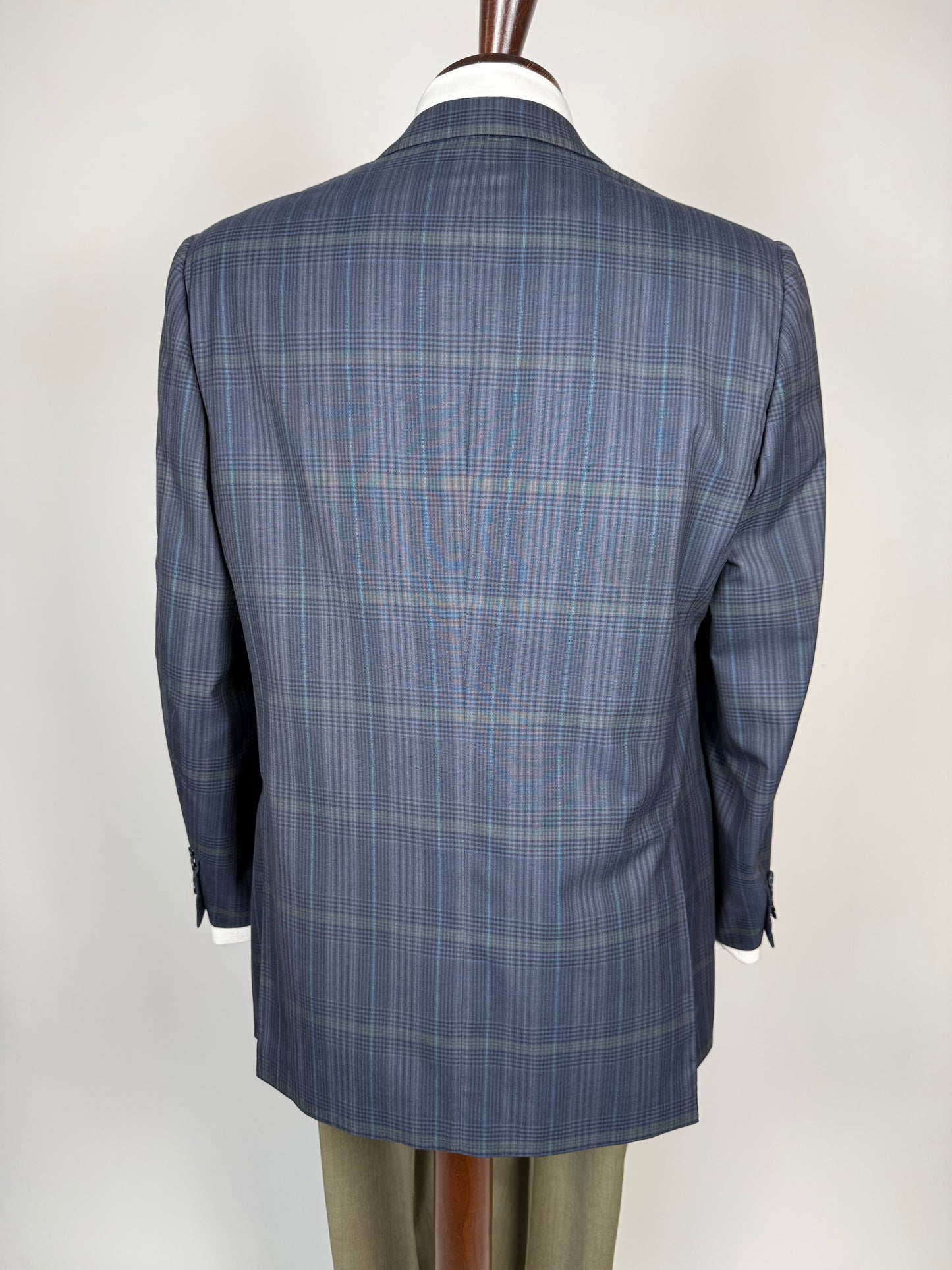Giacca Brioni fresco lana tartan blu e verde - tg. 52